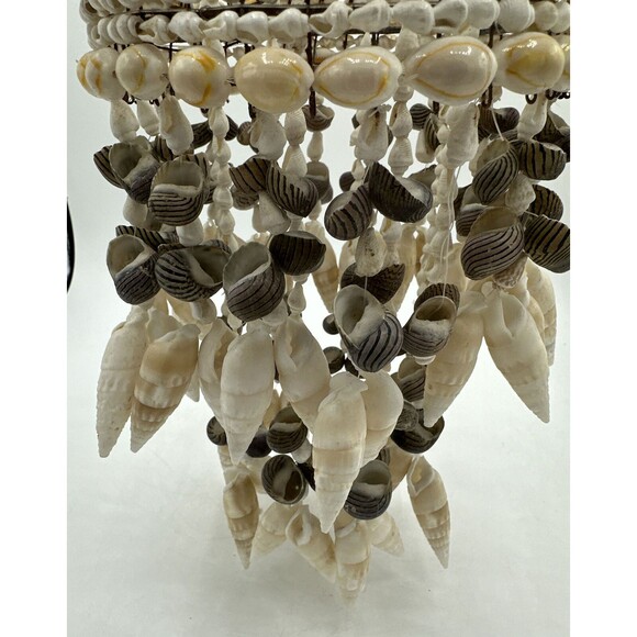 Dangling Shell Chandelier Handmade Wind Chime Home Decor 14x6” Nautical Ocean - Picture 7 of 10